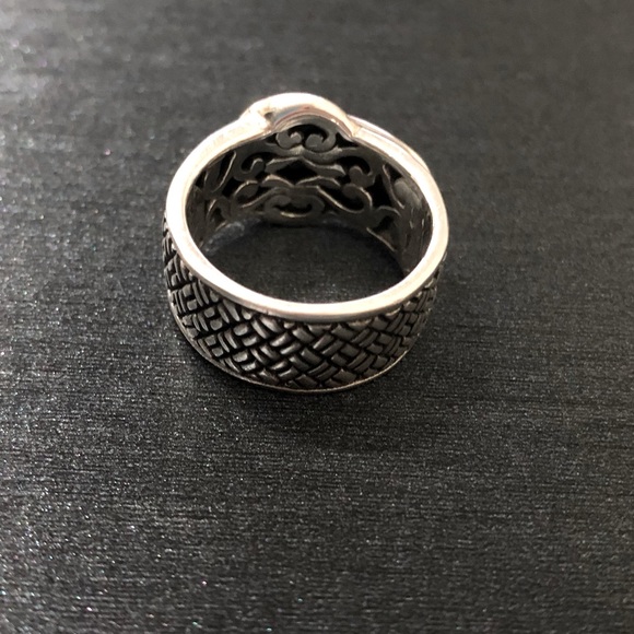 Robert Manse Designs Sterling Silver & 18k Gold Textured Buckle Band Ring - Picture 3 of 4